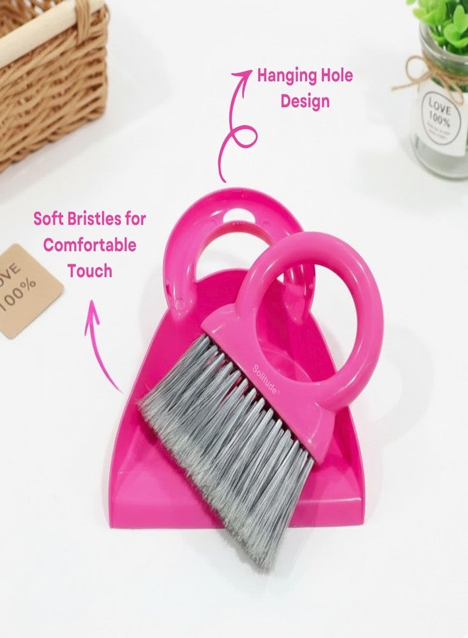 Solitude Small Broom Brush and Dustpan Set Desktop Broom Sweep Cleaning Brush Dust Remover Pan Car Keyboard Cleaning Household Dust Pan - Image 2